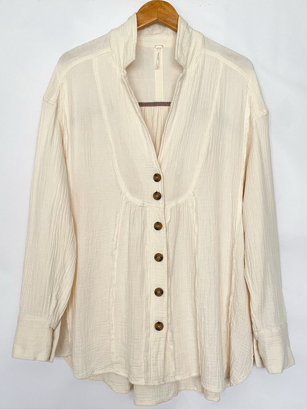 Free People All About The Feels Cotton Gauze Button Up Lightweight Size Medium
